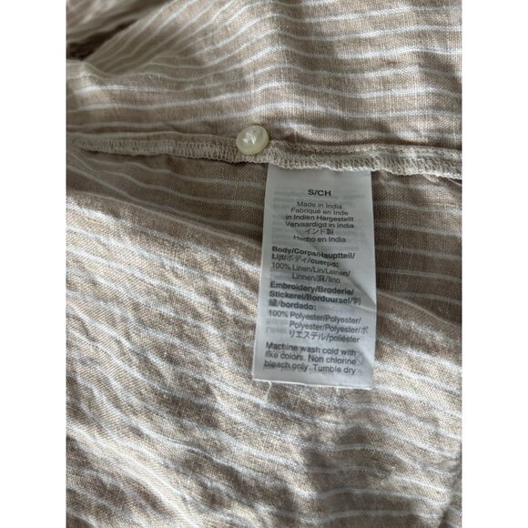 J. Crew Womens Linen Top SMALL Striped Button Up Shirt Embroidery - Picture 3 of 16